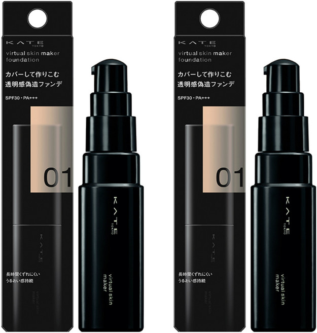 KATE 凱婷 台灣公司貨 幻象零瑕粉底液 25ml, 01, 2個