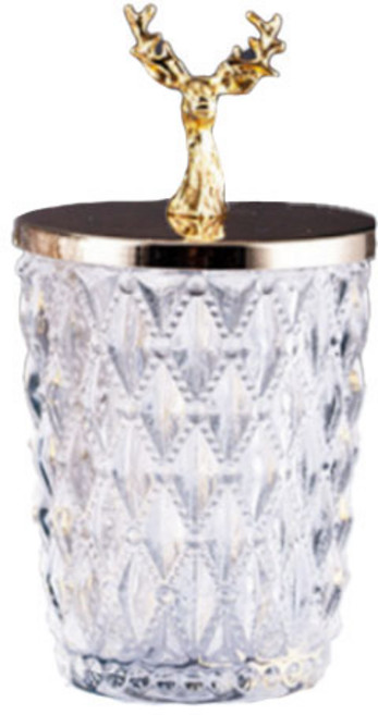 라볼페 크리스탈 사슴 투명 유리 면봉 케이스 스몰, 혼합색상, 1개