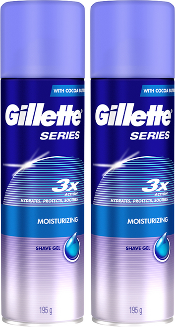 질레트 정품 시리즈 모이스춰라이징 쉐이빙젤, 195g, 2개