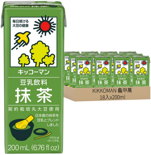 KIKKOMAN 龜甲萬 豆乳 抹茶風味, 200ml, 18入