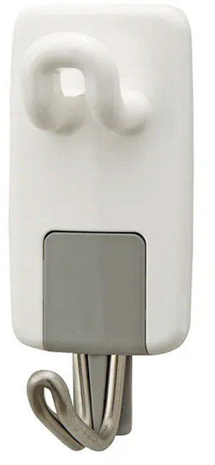 LEC 荷重7.5kg超強力磁鐵雙勾頭掛勾 4.5 x 4.5 x 10cm, 白色 + 灰色, 1個