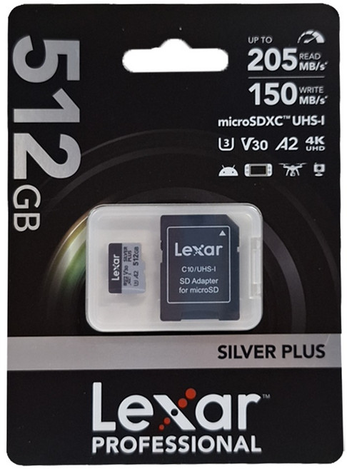 Lexar 雷克沙 Silver Plus MicroSDXC UHS-I(U3) A2 記憶卡, 512GB, 1個