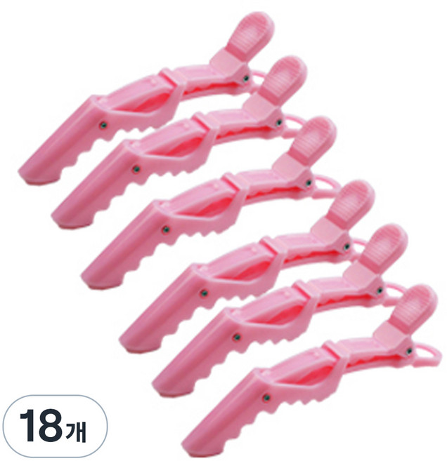 머니풀 컬러풀 악어이빨 미용실 집게핀 6P세트, 18개, 핑크