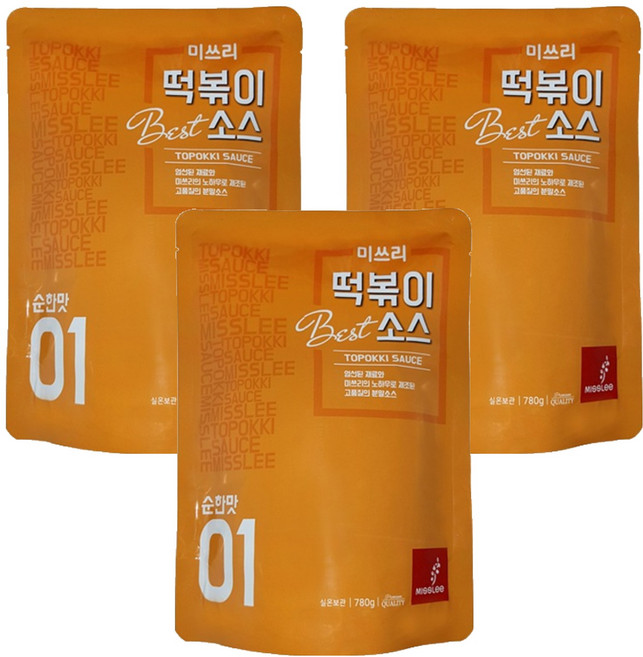 미쓰리 떡볶이 분말소스 01 순한맛, 780g, 3개