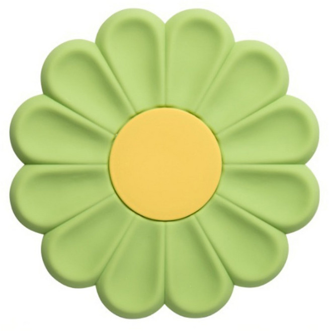 티그텔루 실리콘 데이지꽃 냄비받침, 그린, 1개