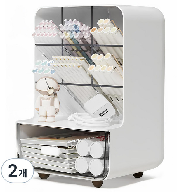 쿠말 데스크 오거나이저, 퓨어화이트, 2개