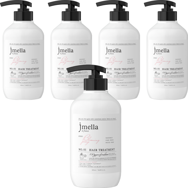제이멜라 인 프랑스 블루밍 피오니 헤어 트리트먼트 러블리 플로럴향, 5개, 500ml