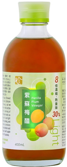 百家珍 Light果醋 紫蘇梅醋, 400ml, 1瓶