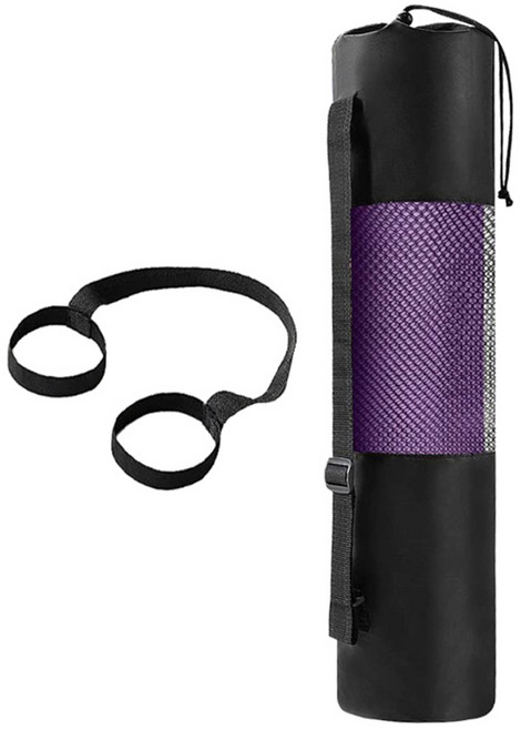 LifeHouse NBR防滑瑜珈墊 附綁帶 + 收納袋, 紫色, 1個