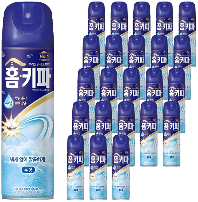 홈키파 에어졸 무향 모기 파리 살충제, 500ml, 24개