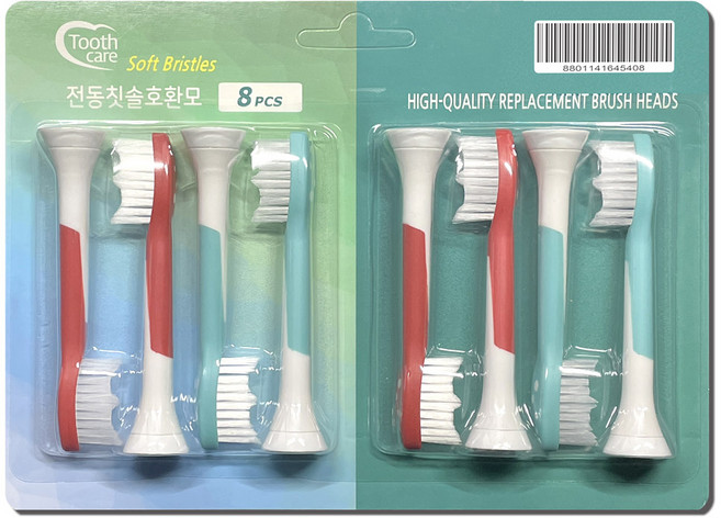 Toothcare 어린이용 전동칫솔 필립스 호환모 KID 8P, 1개