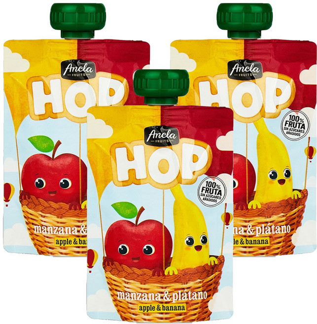 아넬라 호프 과일 퓨레, 100g, 3개, 혼합맛(사과/바나나)