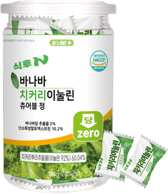 식후엔 바나바 치커리 이눌린 츄어블정, 120g, 1개