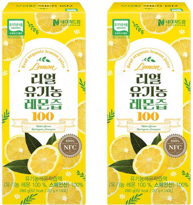 네이처드림 리얼 유기농 레몬즙 100 14p, 280g, 2개