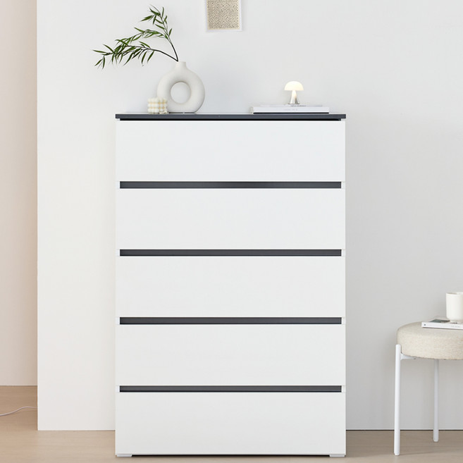 리디아 벨라 서랍장 방문설치, 그레이화이트, 5단