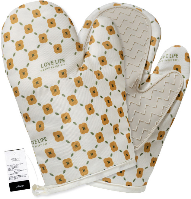 라인스미스 로디슈키친 R201 실리콘 오븐장갑 양손착용, 아이보리, 1세트