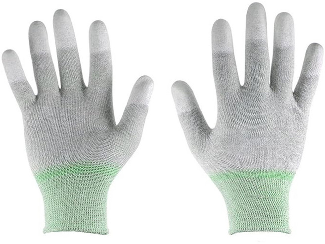 JIAHON 嘉鴻 合手型棉紗加碳纖維絲手套/pu塗掌手套 碳纖維 + 尼龍針織 + pu浸膠, 灰色, 10雙