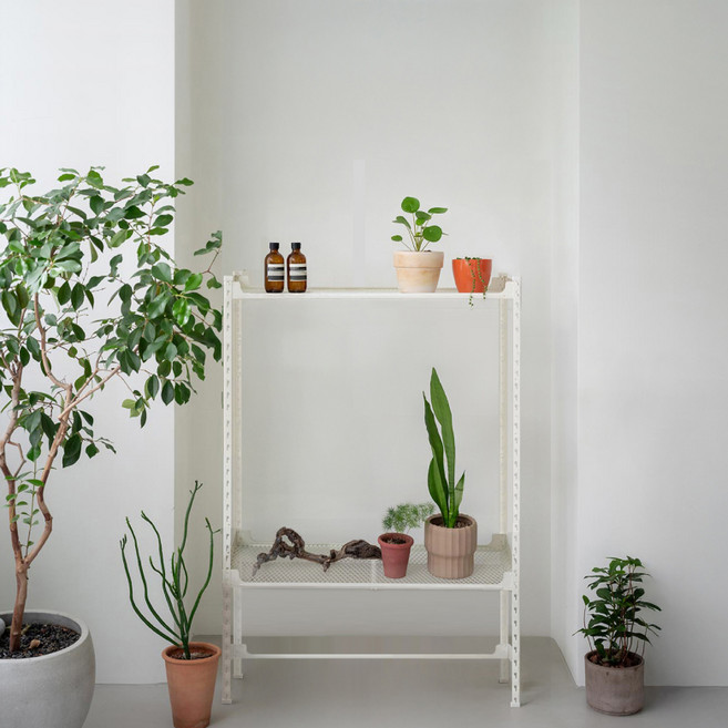아임랙 녹방지 화분선반 슬림랙 600 x 300 x 900 mm +ㄷ자 보강대 세트, 크림화이트, 2단