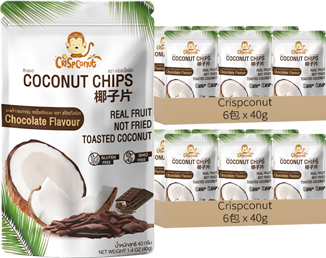 Crispconut 猴子 椰子脆片 巧克力味, 40g, 12包