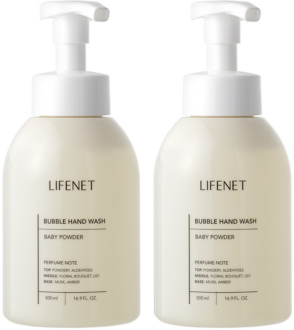 라이프넷 버블 핸드워시 베이비 파우더, 500ml, 2개