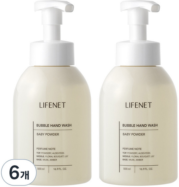 라이프넷 버블 핸드워시 베이비 파우더, 500ml, 6개