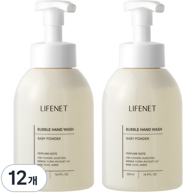 라이프넷 버블 핸드워시 베이비 파우더, 500ml, 12개