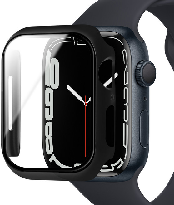 아이몰 애플워치 9H 강화유리 풀커버 프레임 케이스, 블랙, 1개