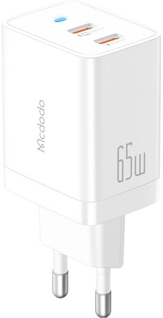 맥도도 GaN5 Pro PD3.0 PPS 65W 초고속 미니 2포트 멀티충전기, 화이트, 1개