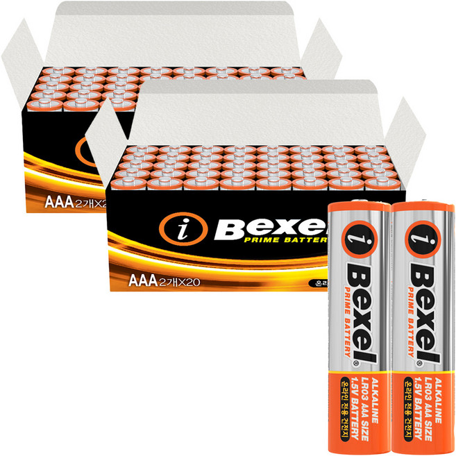 벡셀 아이프라임 알카라인 건전지 AAA, 40개입, 2개