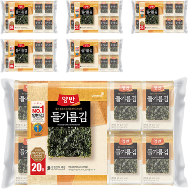 양반 들기름김, 90g, 6개