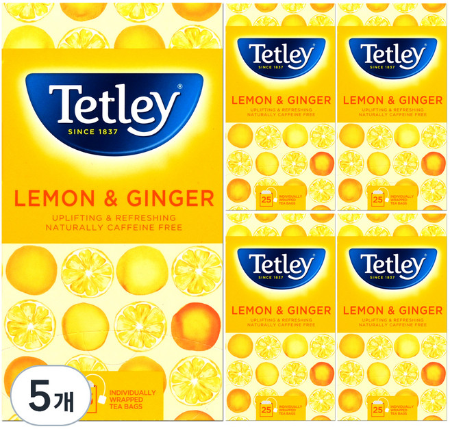 테틀리 레몬 앤 진저 티백, 1.5g, 125개, 5개