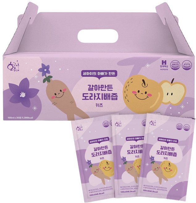 황금이네 국내산 아동용 갈아만든 도라지배즙, 100ml, 30개