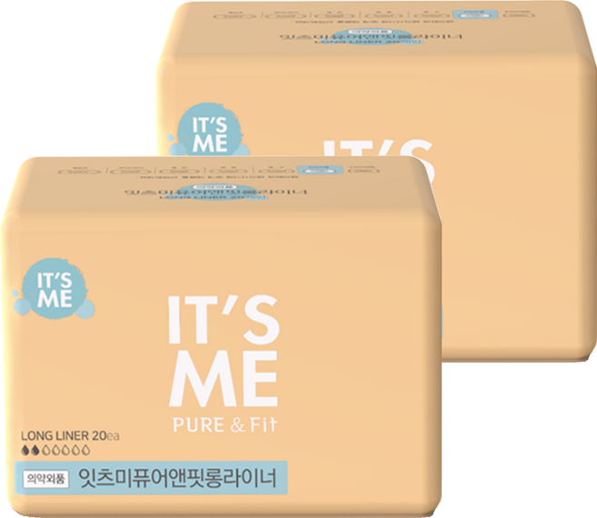 잇츠미 퓨어앤핏 팬티라이너, 롱, 20개입, 2개