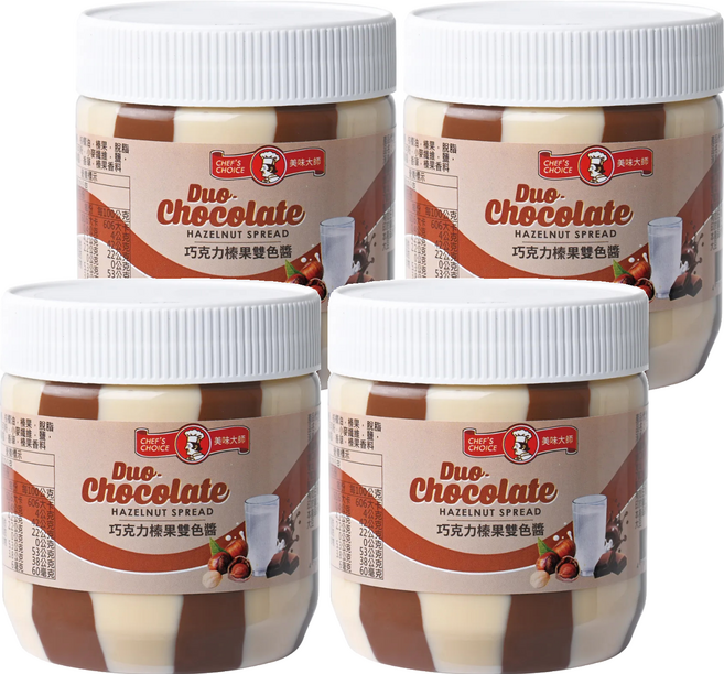 CHEF'S CHOICE 美味大師 巧克力風味榛果雙色醬, 350g, 4罐