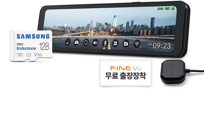 파인뷰 전후방 QHD FHD 2채널 룸미러 블랙박스 R5 POWER, 128GB, GPS안테나