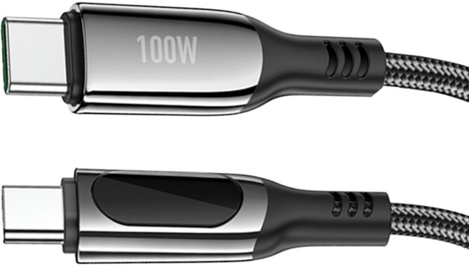 hoco. 浩酷 Type-C to Type-C 100W至尊屏顯充電數據線 S51, 1個, 黑色, 1.2m