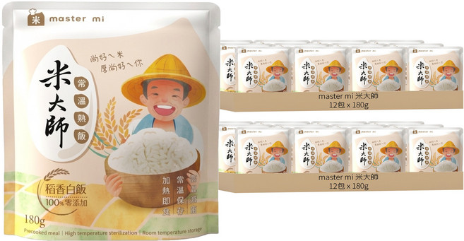 master mi 米大師 常溫熟飯 稻香白飯, 180g, 24包