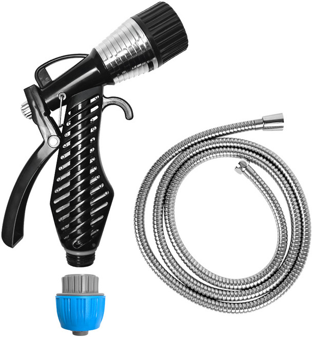 월드크린 다용도 2in1 스프레이건 + 스텐 호스줄 2m 세트, 혼합색상, 1세트