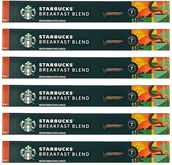STARBUCKS 星巴克 早餐綜合咖啡膠囊 Nespresso 咖啡機專用, 5.6g, 10顆, 6盒