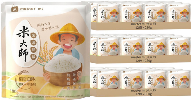 master mi 米大師 常溫熟飯 稻香白飯, 180g, 36包