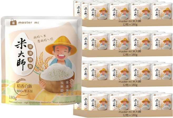 master mi 米大師 常溫熟飯 稻香白飯, 180g, 48包
