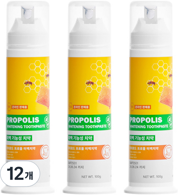 닥터로드 프로폴리스 구취 치석 케어 미백치약, 100g, 12개