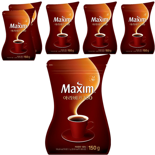 맥심 아라비카 100 원두 커피, 150g, 1개입, 6개