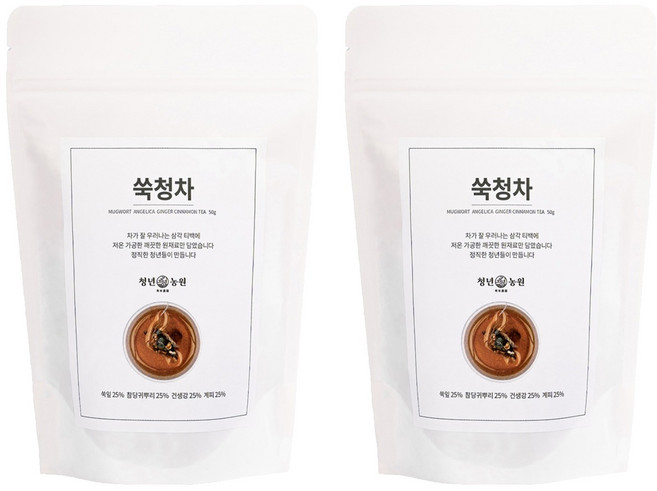 청년농원 저온가공 쑥청차 삼각티백, 1g, 50개입, 2개