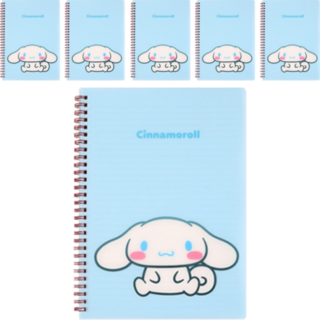 산리오 스프링 PP커버 유선노트 시나모롤, 블루, 6개