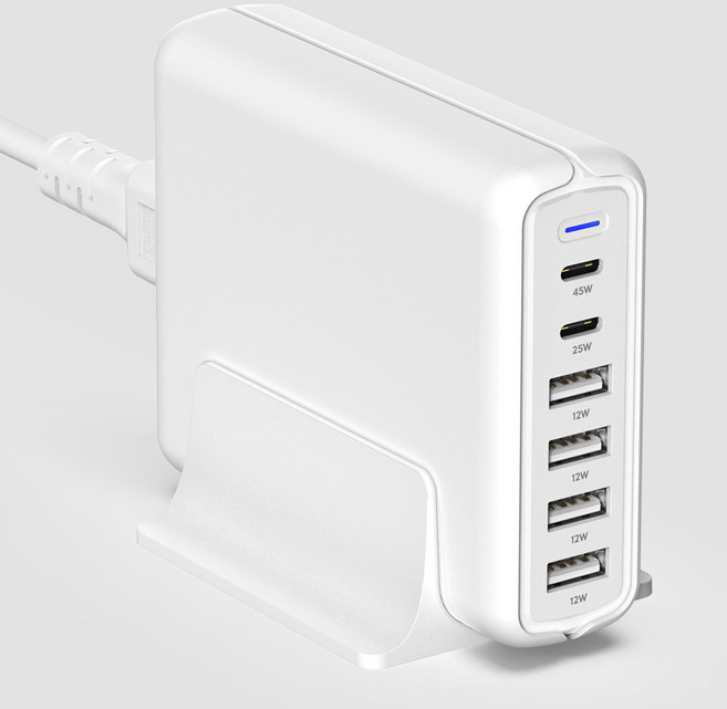 홈플래닛 접지 90W 6포트 PD PPS 초고속 멀티 충전기, 화이트, 1개