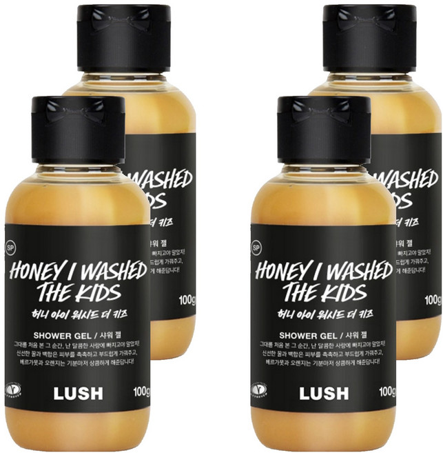 러쉬 허니 아이 워시드 더 키즈 샤워 젤, 100g, 4개