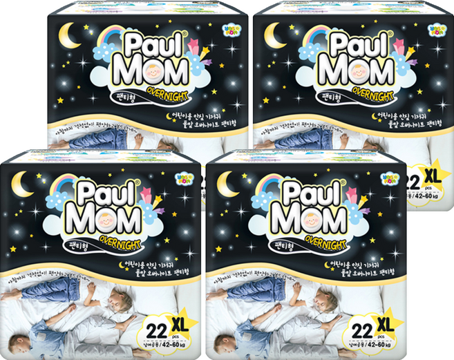 폴맘 오버나이트 팬티형 기저귀 아동용 특대형, 특대형(XL), 88매