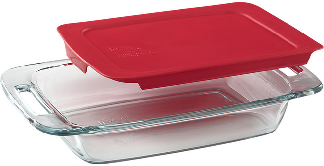 Corelle Brands 康寧餐具 Snapware Pyrex 含蓋式長方形烤盤 紅色 1.9L, 28cm, 1個
