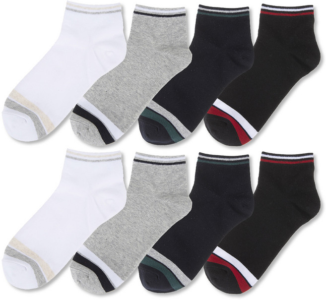 베이스알파 에센셜 남성용 캐주얼 정장 모던 패턴 A 스니커즈 양말 8켤레